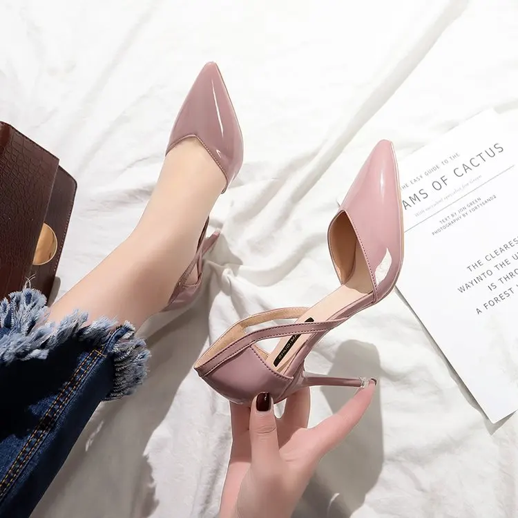 2019 nye vilde patent læder pegede banket høje hæle lavvandede munden stiletto sexet enkelt sko temperament elegante kvinder sko 3