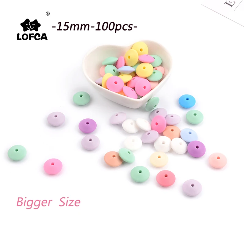 LOFCA Engros 100pcs Silikone 15mm Linser Perle Baby Bidering Begyndervanskeligheder Toy BPA-Fri Silikone Sut Klip Smykker Halskæde Gøre 3