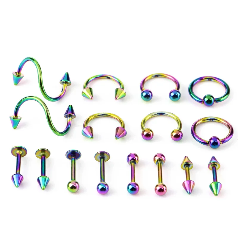 Piercing kit 16pcs Spiral falske Næse Ringe, Øreringe Stud septum Piercing til Kvinder, Mænd Mode Piercing Nariz Piercing øreringe 3