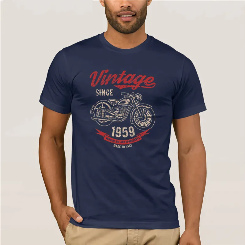 Tshirt mænd Vintage Siden 1959 Fødselsdag, Gave, Motorcykel Cykel Bomuld personlighed T-shirt 3