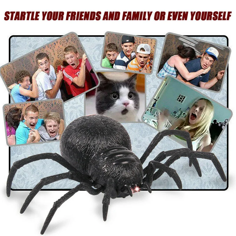 Skræmmende Uhyggelig Simuleret Spider Fjernbetjening Legetøj Sjov Kids Barn Halloween Party Indretning AN88 3