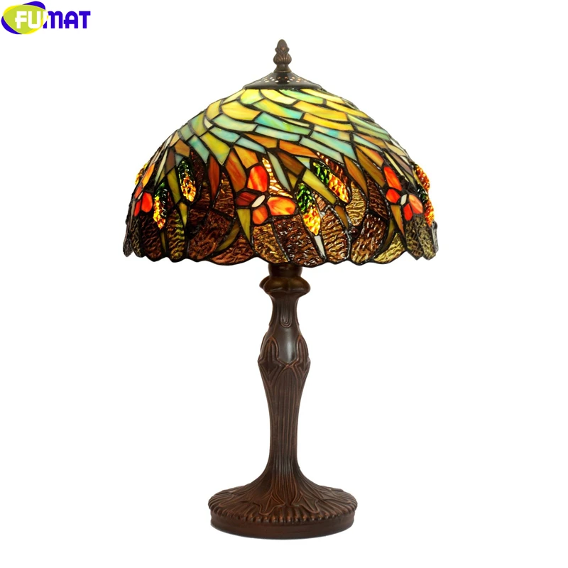 FUMAT Tiffany Style Desk Lys Cyklon Prairie Butterfly Farvet Glas bordlampe Klassisk Nordisk Belysning Dekorativ Kunst Lamper 3