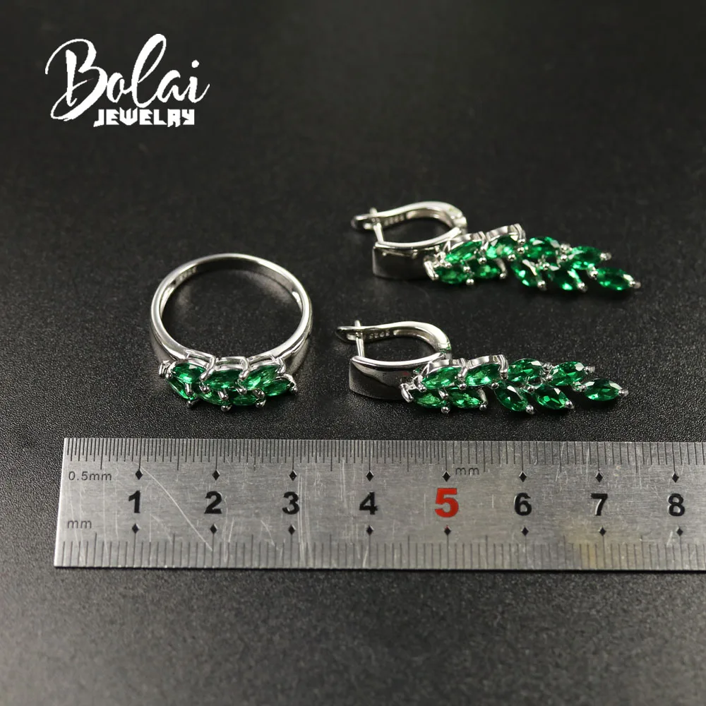 925 sterling sølv Smykker Sæt rusland nano emerald øreringe og ring, god håndværksmæssig kvalitet smykker til kvinder gave 3