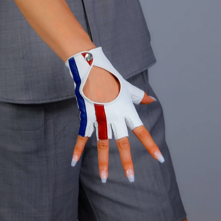 Brand design ægte læder handsker for kvinders Fåreskind Sort Semi-Finger Fingerløse Handsker Vinter 3