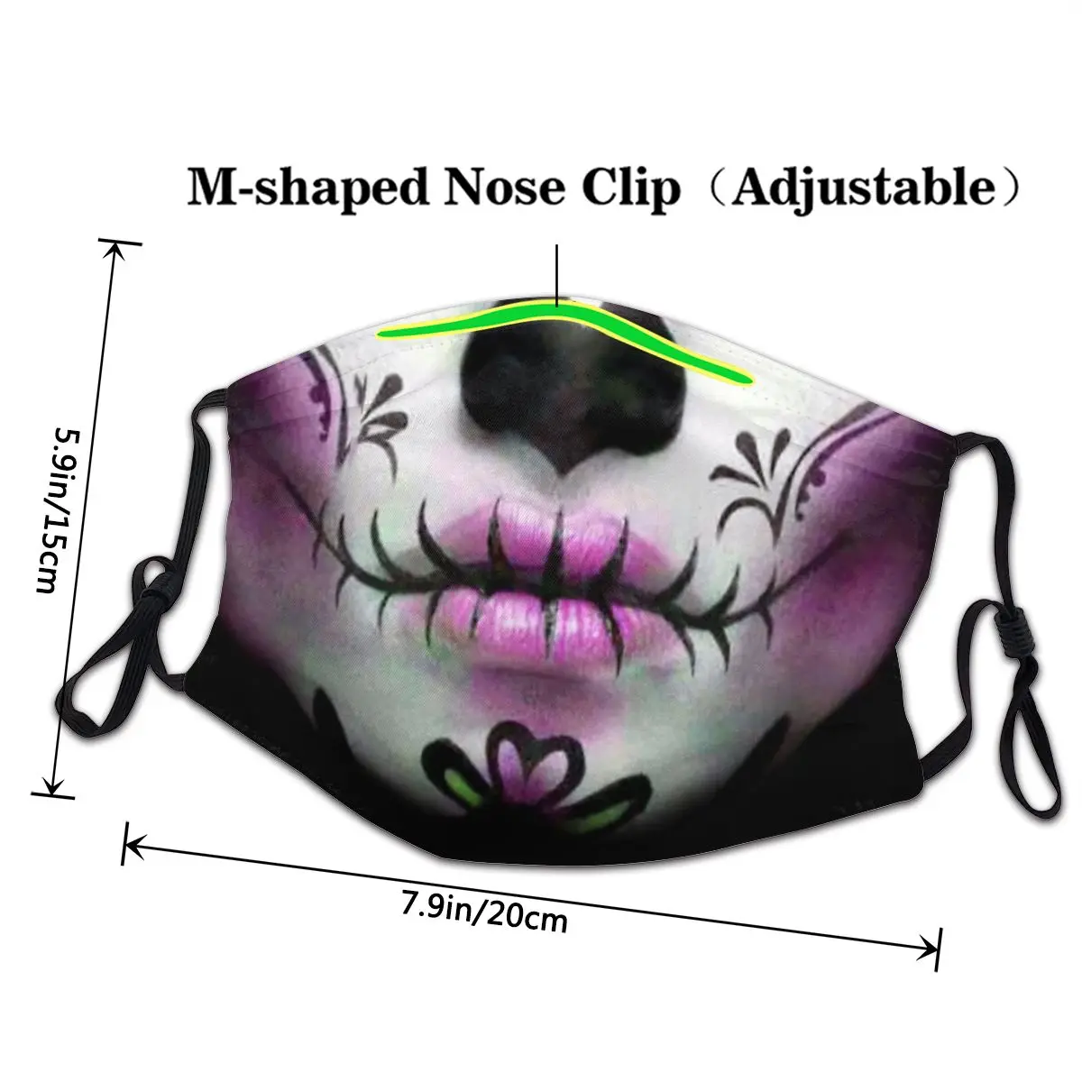 Sukker Skull Maske Til Kvinder Og Piger Maske Mænd Kvinder Genanvendelige Munden Ansigt Maske Anti Tåge Og Anti Støv Vaskbart Cover 3