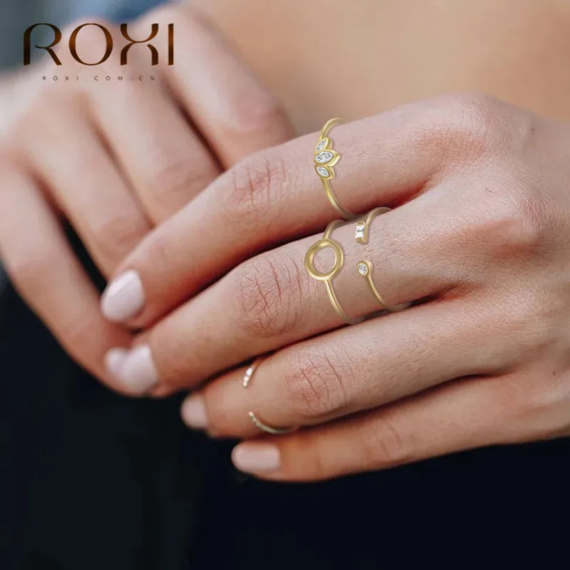 ROXI 925 Sterling Sølv Tre Sten Klare CZ Enkel Finger Ringe til Kvinder Gave Engagement Ring Bryllup Bands Statement Smykker 3