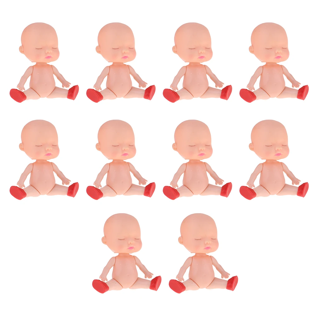 10 Stykker Sød Vinyl Nyfødte Sovende Baby Doll 8,5 cm Vaskbar For Kids Legetøj 3