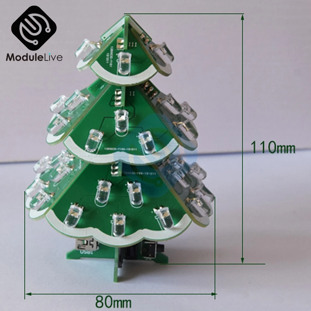 DIY 3D Musik juletræ Lodning Praksis Electronic Videnskab Samle Kit 7 Farve Blinkende LED PCB med Fjernbetjening 3