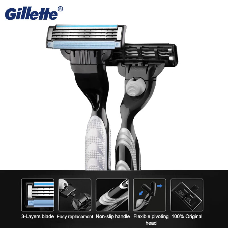 Travel Set Shaver til Mænd Gillette Mach 3 Barbermaskiner Kassetter til Intimbarbering Replacebale Blade Maskine til Intimbarbering Kniv med Krog 3