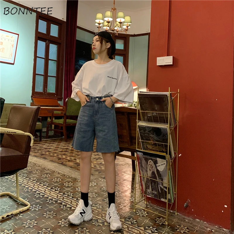 Shorts til Kvinder koreansk Stil Sommeren Enkle Trendy Denim Streetwear af Høj Kvalitet for Alle-match Ulzzang Løs Solid Casual Kvinders Jeans 3