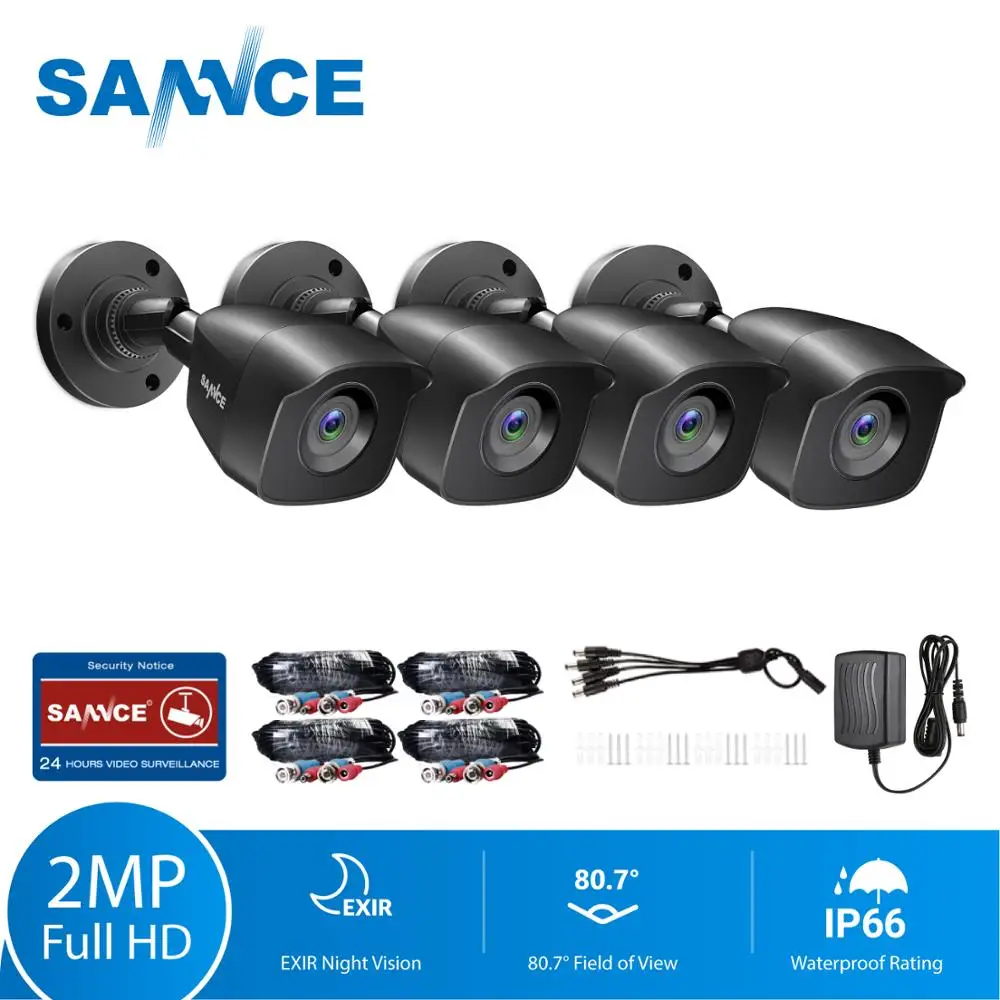 SANNCE HD 1080P CCTV sikkerhedskameraer 4stk 2,0 MP Udendørs Home Video Overvågning Kamera CCTV-System 3