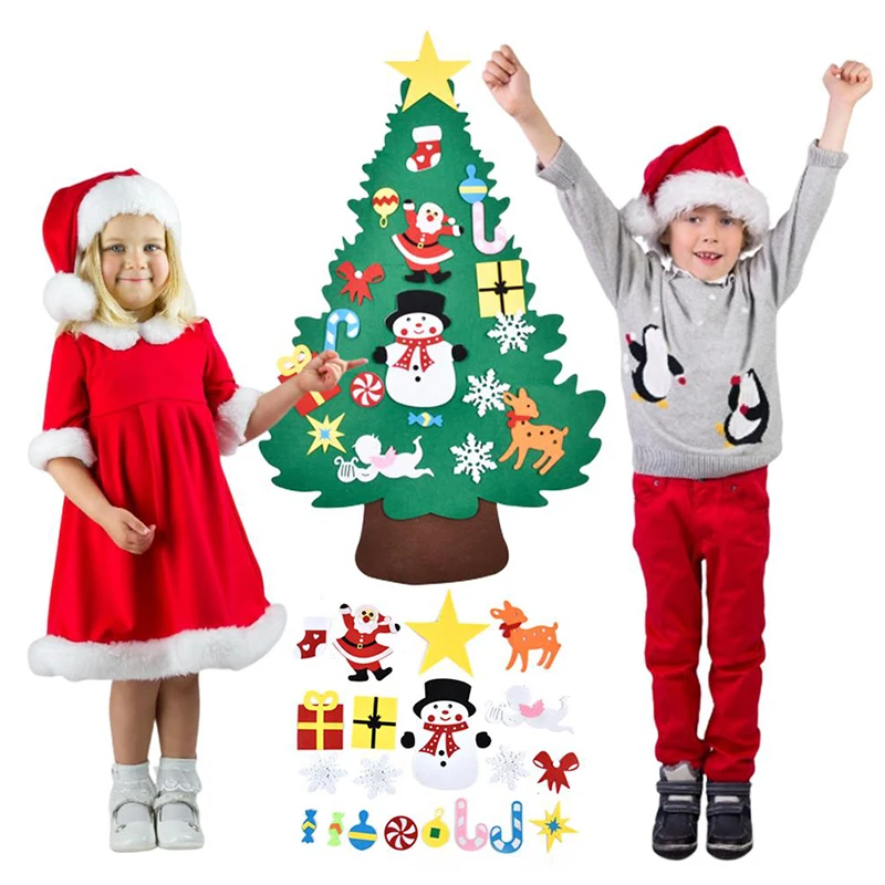 20PCS juletræ Væggen Hænger Udsmykning DIY Følte Vedhæng Klistermærker Xmas Ornamenter Børn Gave Home Party Ferie Væg Kunst 3