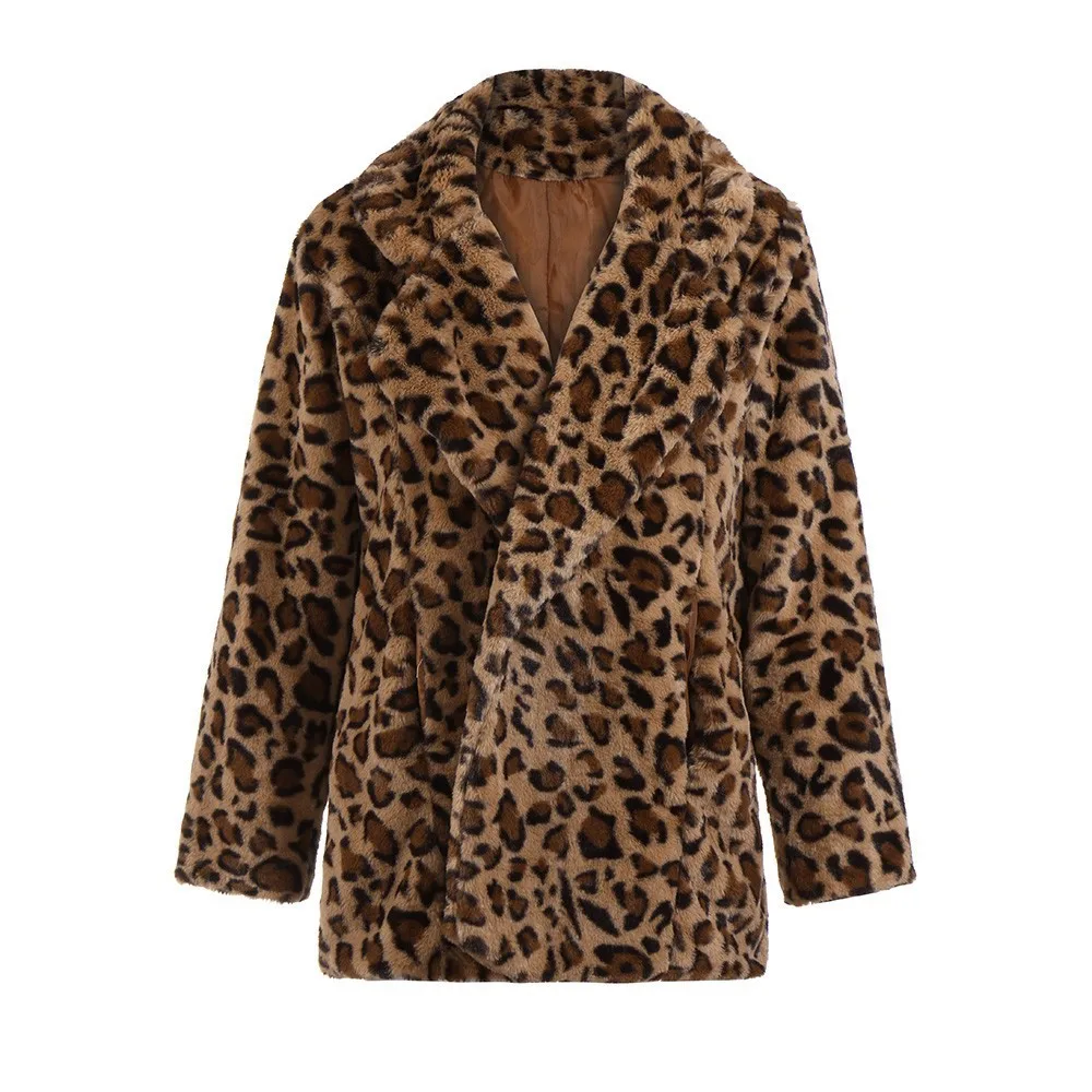 Kvinder Varm Vinterfrakke 2020 Fashion Brand Sweatshirt Toppe Damer Leopard Print Jumper, Pullover, Jakker Pels Outwear 3