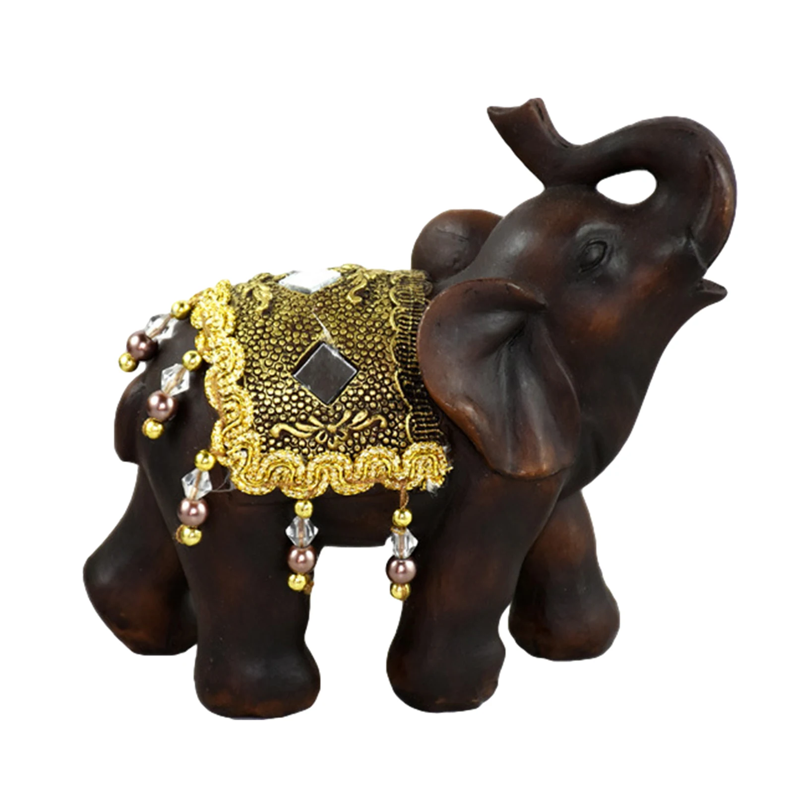 Kunstige Røde Træ Korn Harpiks Elefant Statue Desktop Håndværk Lucky Elephant Dekorationer Egnet Til Hjem, Kontor Dekoration 3
