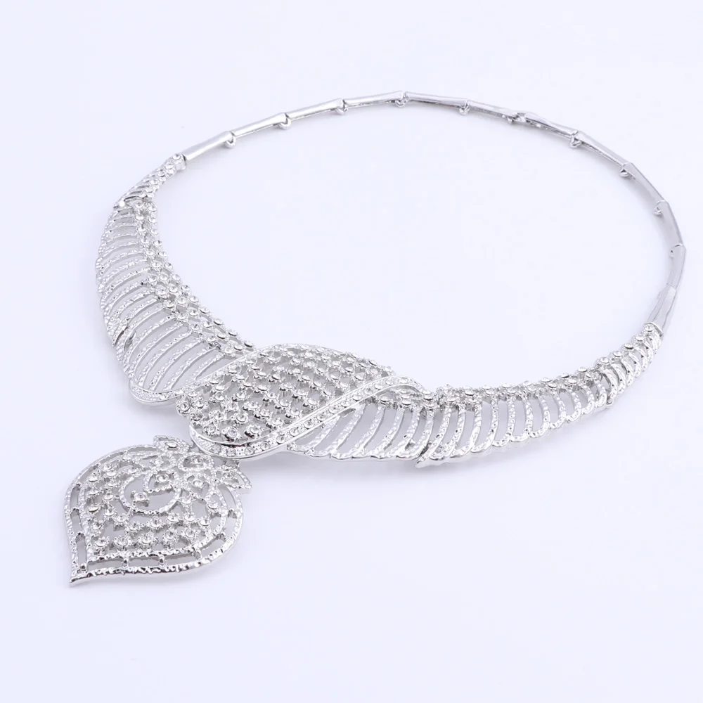 CYNTHIA Nye Mode Afrikanske Smykker Sæt Dubai Sølv Forgyldt Brude Halskæde, Øreringe Sæt Krystal Indisk Bryllup Smykker 3