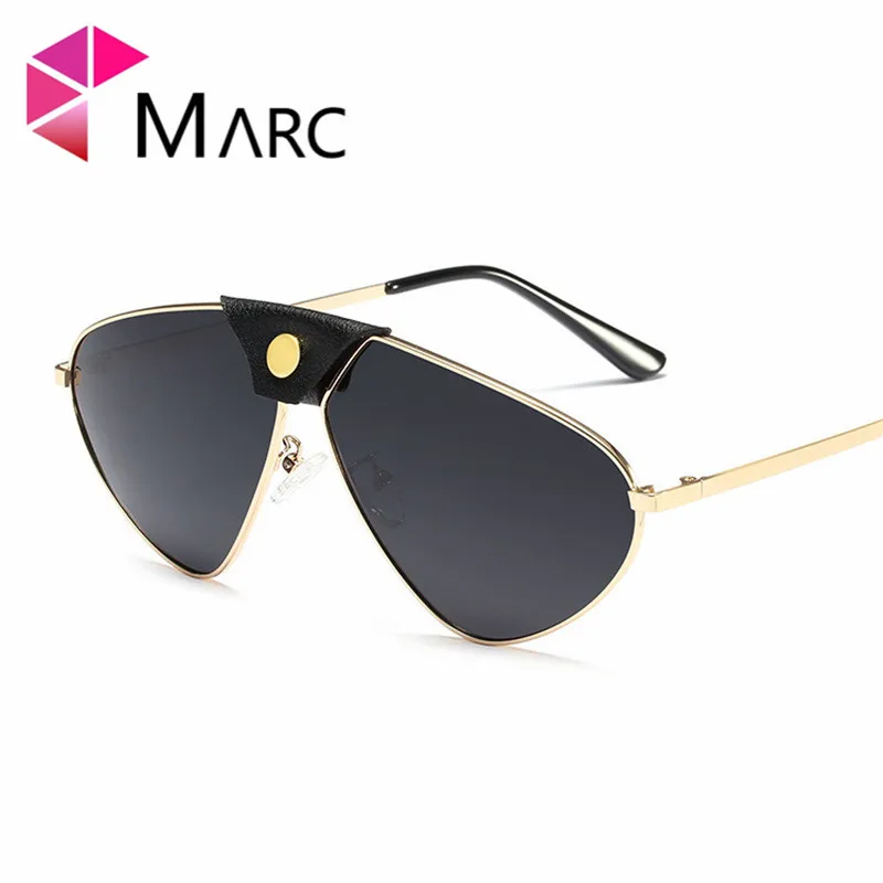 MARC Læder Dekoration Polariseret Solbriller Kvinder Brand Mode Spejl Pilot Reflekterende Belægning Nuancer Mænd UV400 Trendy 3