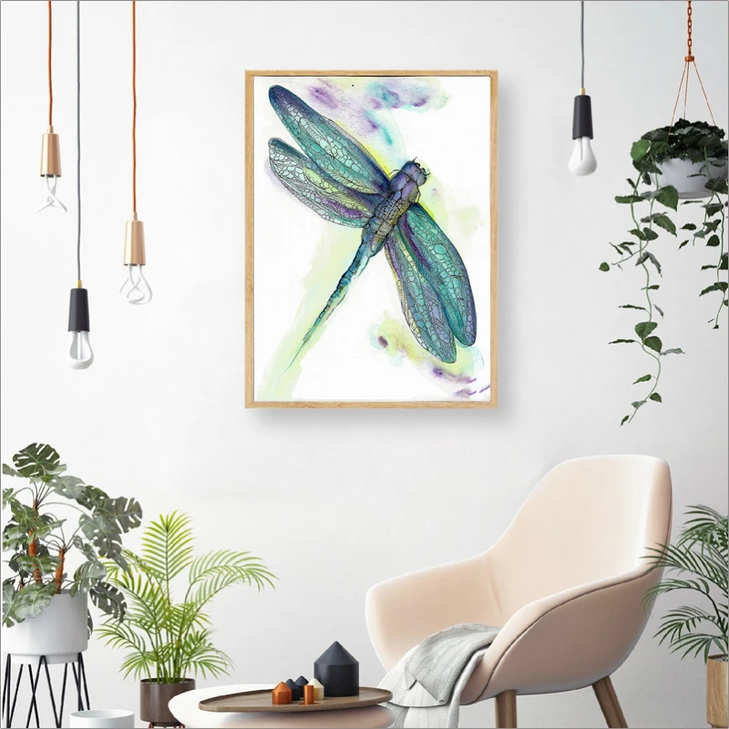 RELIABLI Plakater Og Prints Akvarel Dragonfly Kanvas at Male Billeder med Dyr, Væg Kunst Til stuen Dekorative Maleri 3