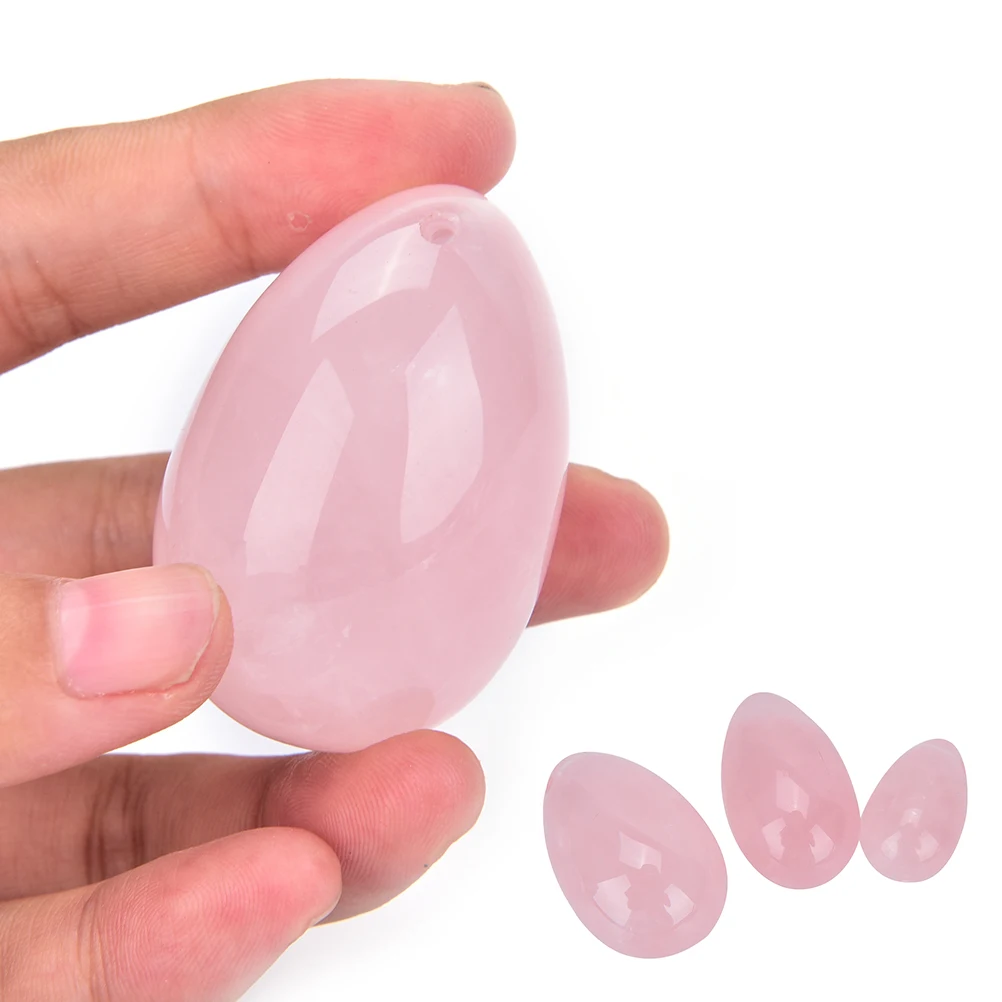 1stk Naturlige Rosa Kvarts Yoni æg Jade æg krystalkugle Bækken Kegel Øvelse Vaginal Stramning Sfære 3 størrelser 3