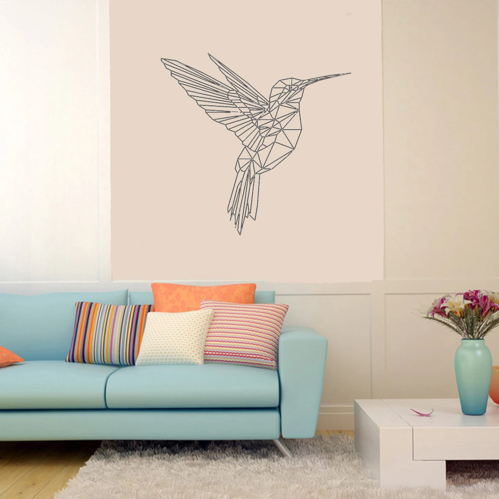 Geometriske Colibri Fugl Vægoverføringsbillede Abstrakte Natur, Fugle, Dyr Wall Sticker Vinyl Kunst Home Decor Stue, Soveværelse Vægmaleri 3