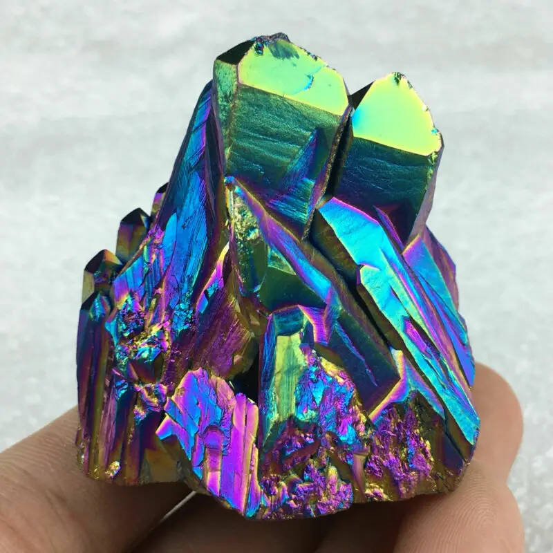 Nyhed Naturlig Kvarts Krystal Rainbow Titanium Cluster VUG Mineral Prøve Healing Gul Krystal Citrin Cluster Crystal Hjem 3