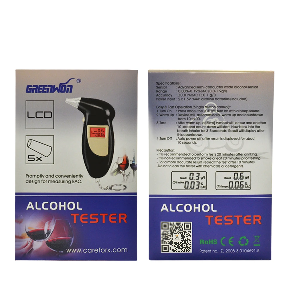 GREENWON bærbare digitale nøglering alkohol tester eller breathalyzers alcoholmeters med rød baggrundsbelysning engros 3