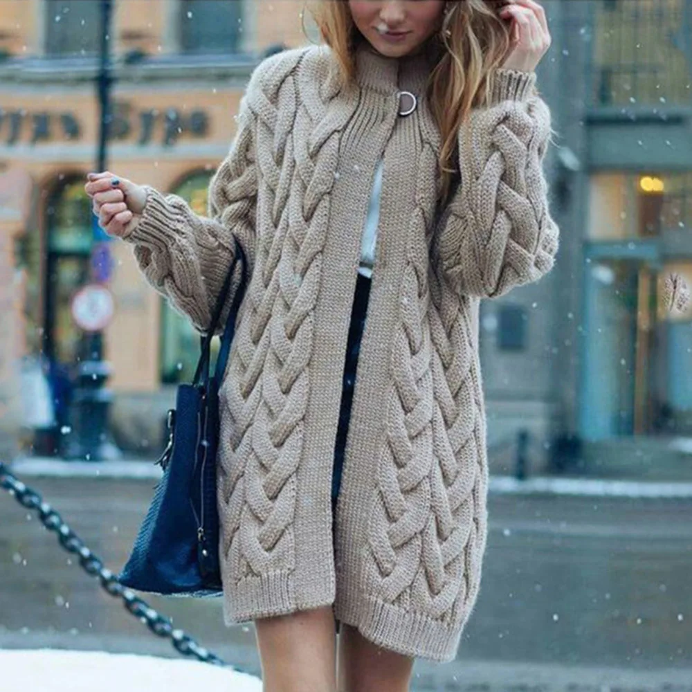 Vinteren Elegante Vinter Frakker Løs Strik Cardigan Sweater i Overstørrelse, Ekstra Blød High-end Cardigan Strik kjole For Kvinder 3