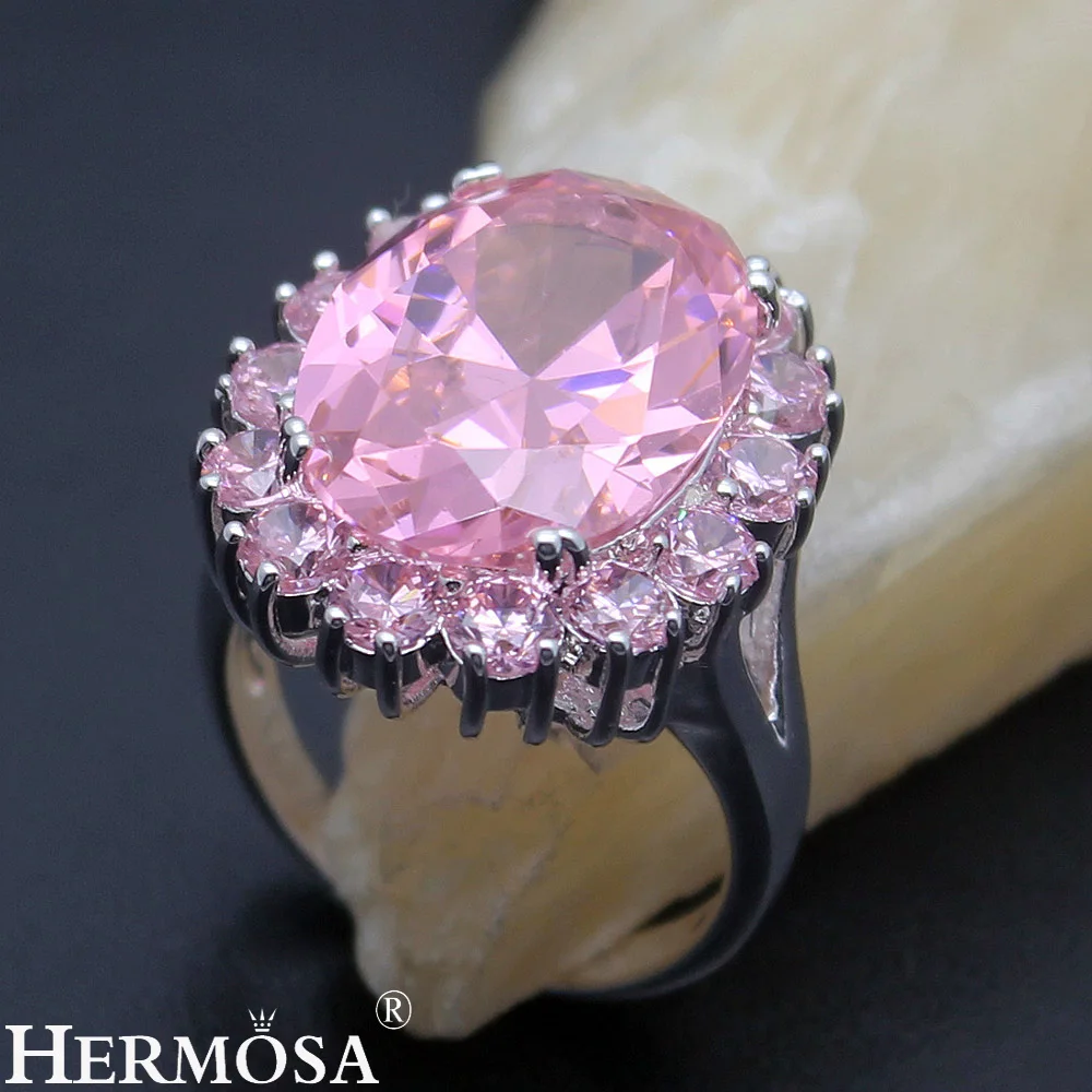Hermosa Perfekt Skinnende Pink Kunzite Sweet LOVE GAVE Romantisk Dame Ring Størrelse 7# 8# 9# HERMOSA Sweetie Gave 3