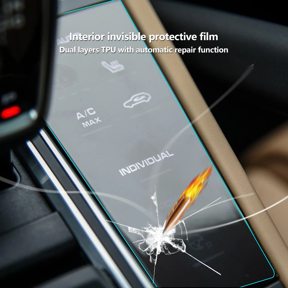 Bilen Konsol Gear Panel Clear Screen Protector Gennemsigtig beskyttelsesfilm Klistermærke til Porsche Cayenne 2018 Tilbehør 3