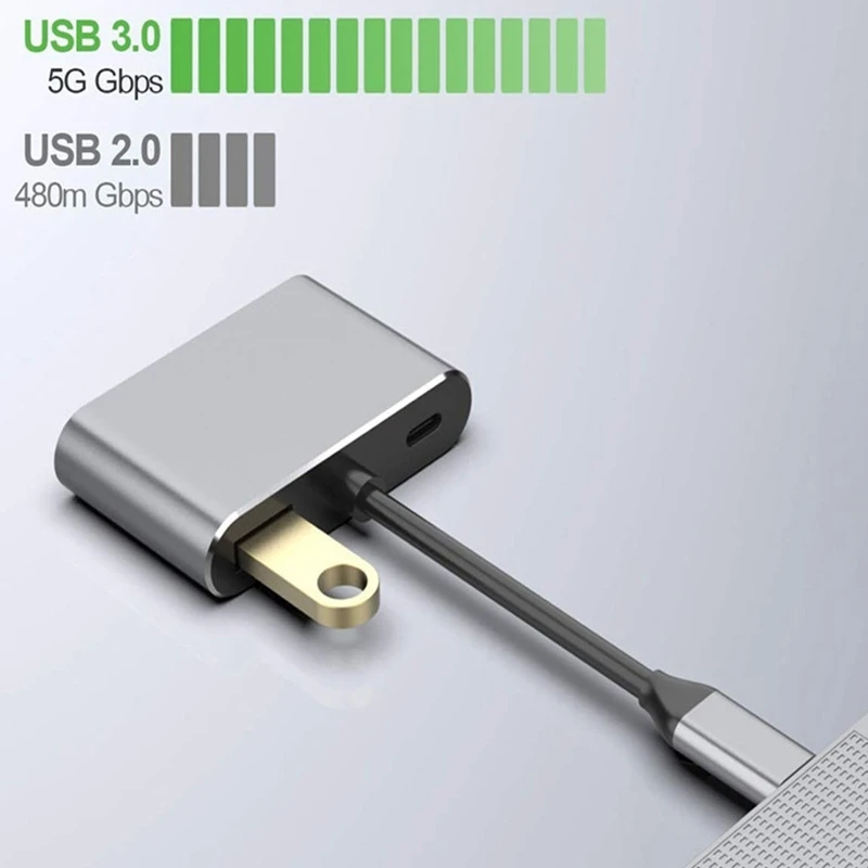 4-I-1 USB-C til HDMI-VGA-Adapter Type C til HDMI 4K VGA-USB3.0 Video Converter PD 60W Hurtig Oplader til Pro Samsung S9 3