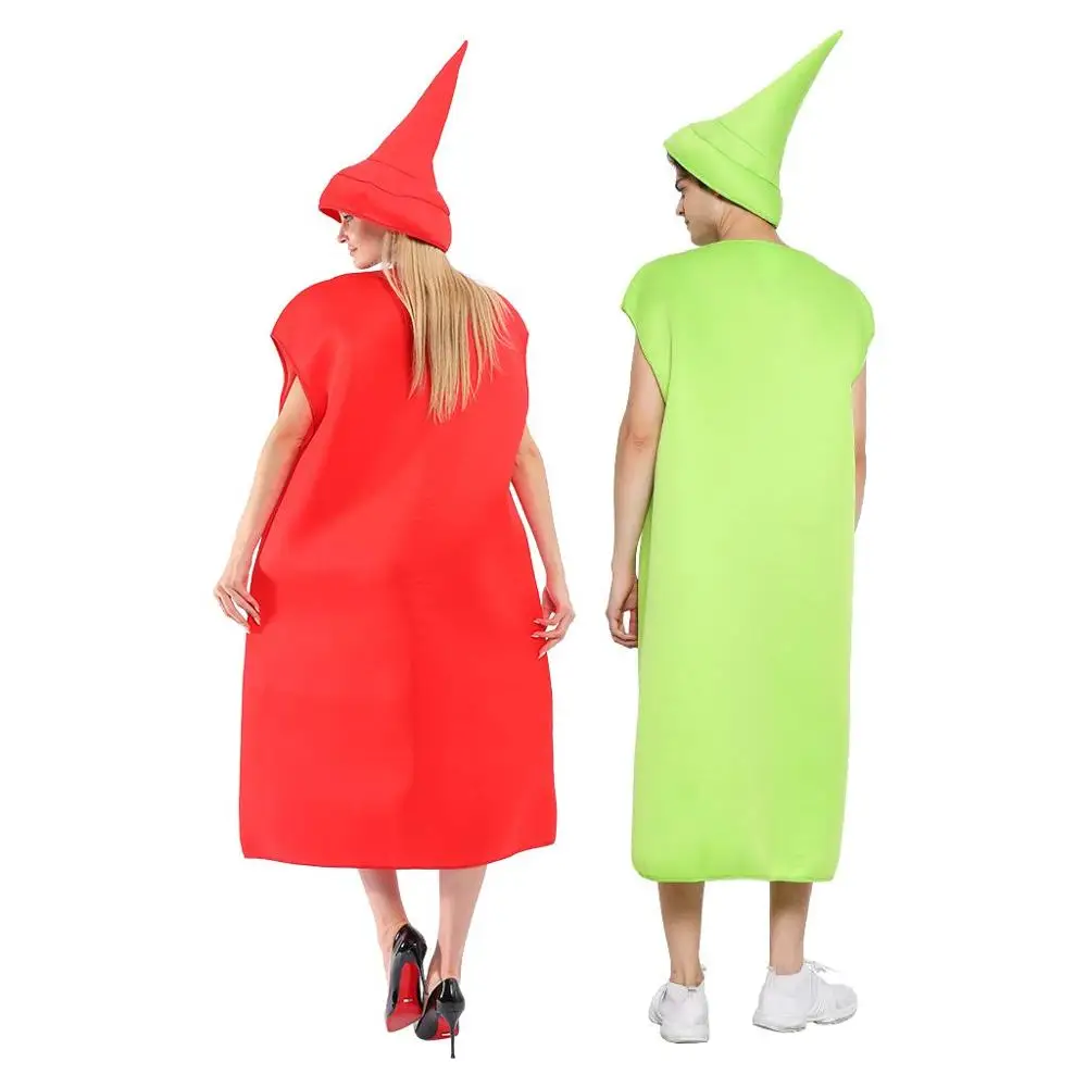 Eraspooky Carnival Part Sjove Ketchup Sennep Cosplay Halloween Kostume Til Voksne Kvinder Julefrokost Par Fancy Kjole 3