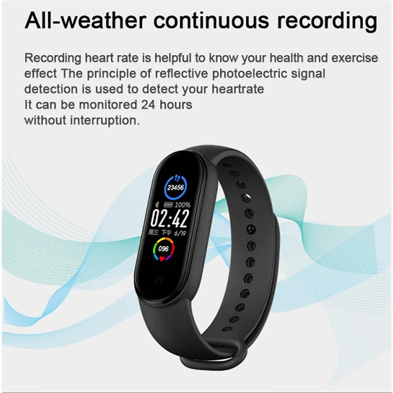 M5 Smart Band Trænings-og Vandtæt armbånd pulsmåler Tracker Blodtryk Armbånd Sport Smart armbånd 3