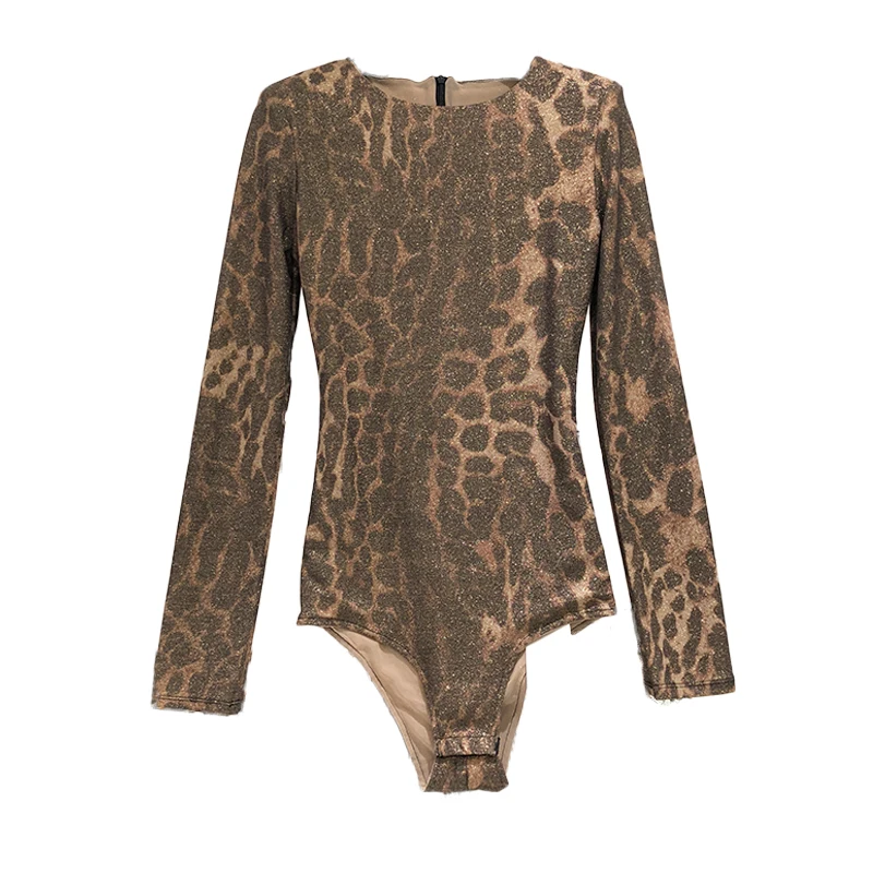 AELESEEN Sexet Leopard Print Body Kvinder Efterår og Vinter Elastisk Høj Qaulity Designer Bodyer 3