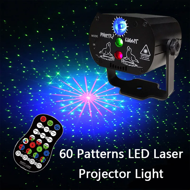 60 Mønstre Laser Lys Fase LED USB-Opladning Part RGB LED Disco Lys, DJ Bevæger Hovedet Laser Projektion Lampe scenebelysning 3