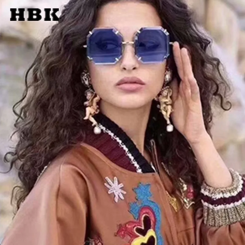 HBK Fashion Square Solbriller Modis Unisex Oculos De Sol Feminino 2019 Luksus Kvinder Brand Designer solbriller UV400 Vintage 3