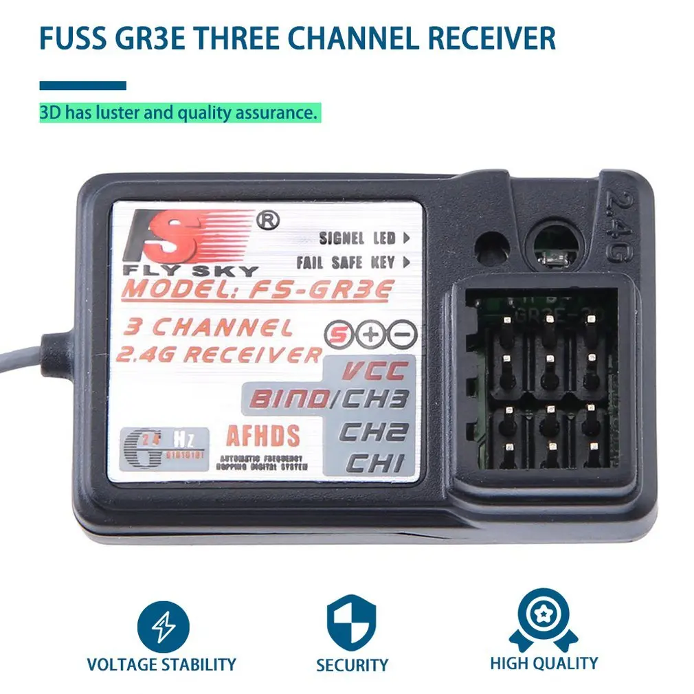Høj Effektivitet Standard FS-GR3E 2.4 Ghz 3-Kanals Modtager Til Rc Bil Auto Båd Forsyninger Indgår Ud Af Kontrol Beskytte 3