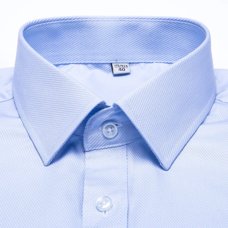 Mænds Klassisk langærmet Rynke Gratis Kjole Skjorte Enkelt Patch Lomme Standard-fit Formel Business Grundlæggende Design-Twill-Shirts 3