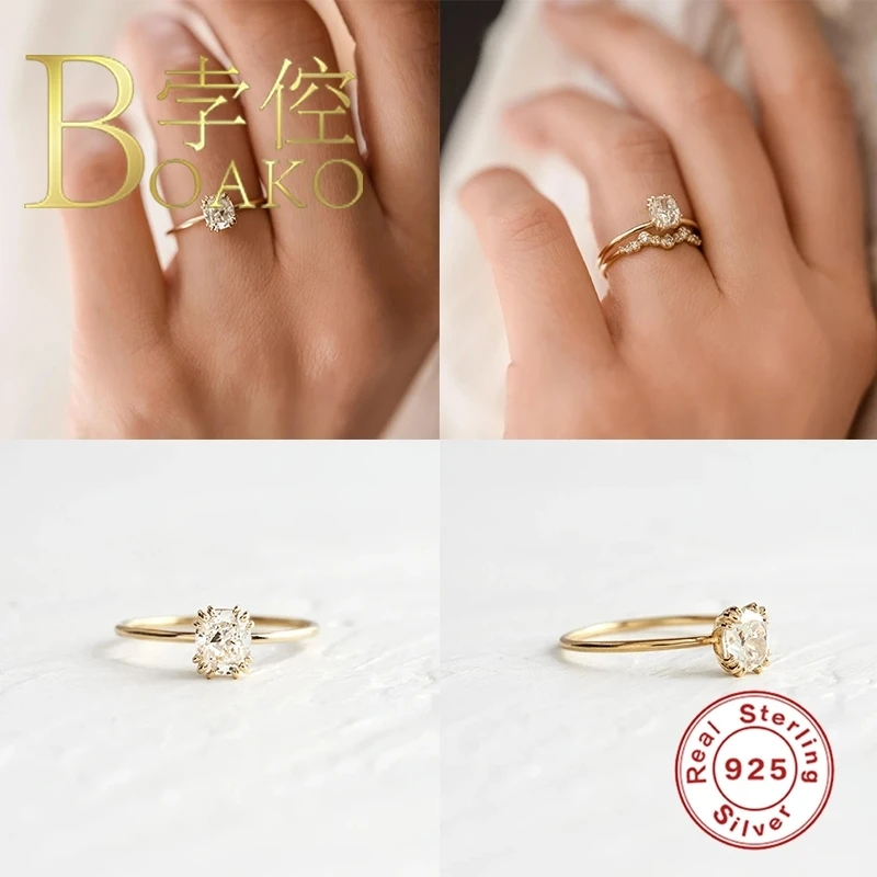 BOAKO Lilla Zircon Ring 925 Sterling Sølv Anillos Guld Ring For Kvinder Luksus 2020 Gave Fine Smykker Vielsesring Bague Bijoux 3