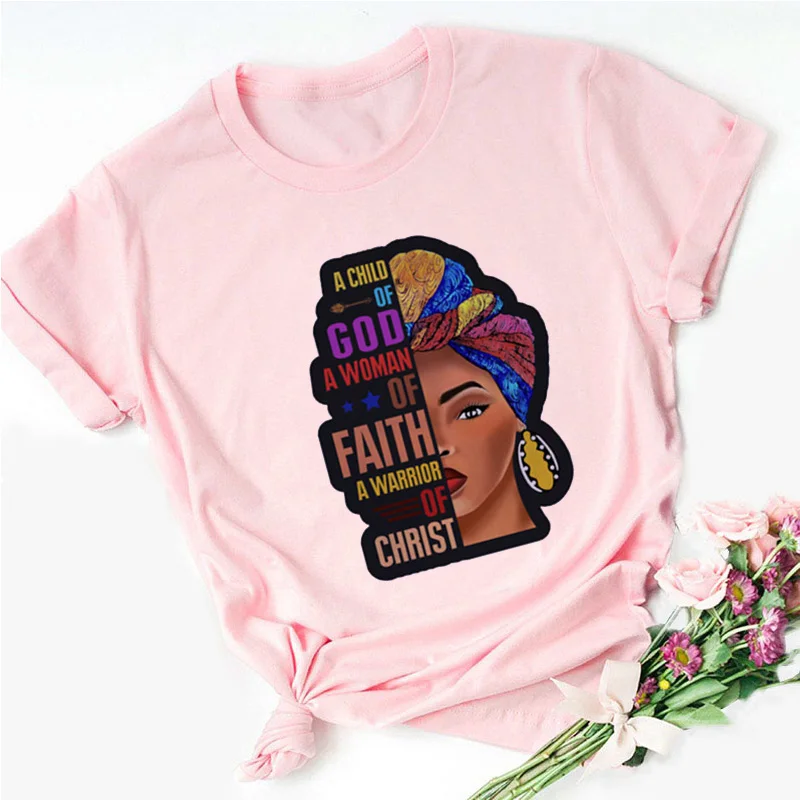 Jeg er en stærk melanin dronning Pink T-shirt damer tøj Afrikanske sort pige historien måned kvindelige T-shirt melanin kvinde t-shirts 3