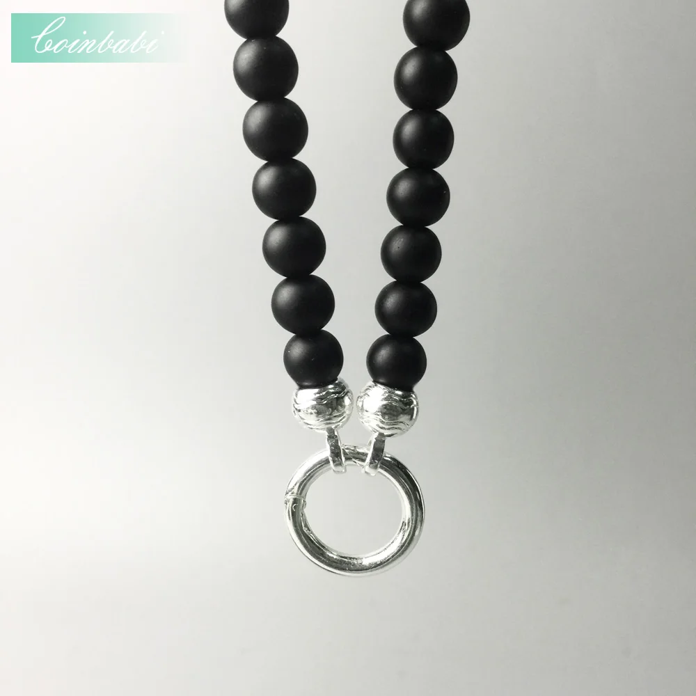 Halskæde Sort Obsidian Trendy Gave Til Kvinder & Mænd Style Smykker, sølv farve, nye Mode part Smykker 3