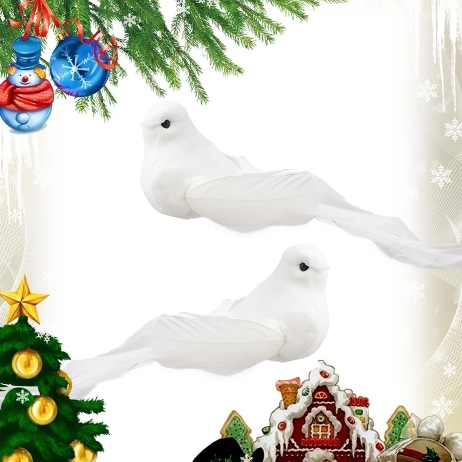 10PC Kunstige Fugl Klip Fjer på Fugle Jul Bryllup Kunstige Fugle Træ Håndværk Ornamenter Skum Monden Kunstige Fugl, 3