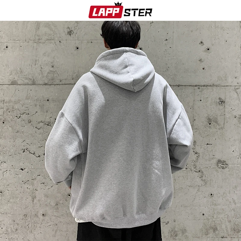 LAPPSTER Mænd Farver Solid Hætte Trøjer 2020 Herre Sort Lomme Harajuku Streetwear Sweatshirts Mandlige Løs Hættetrøjer Plus Størrelse 3