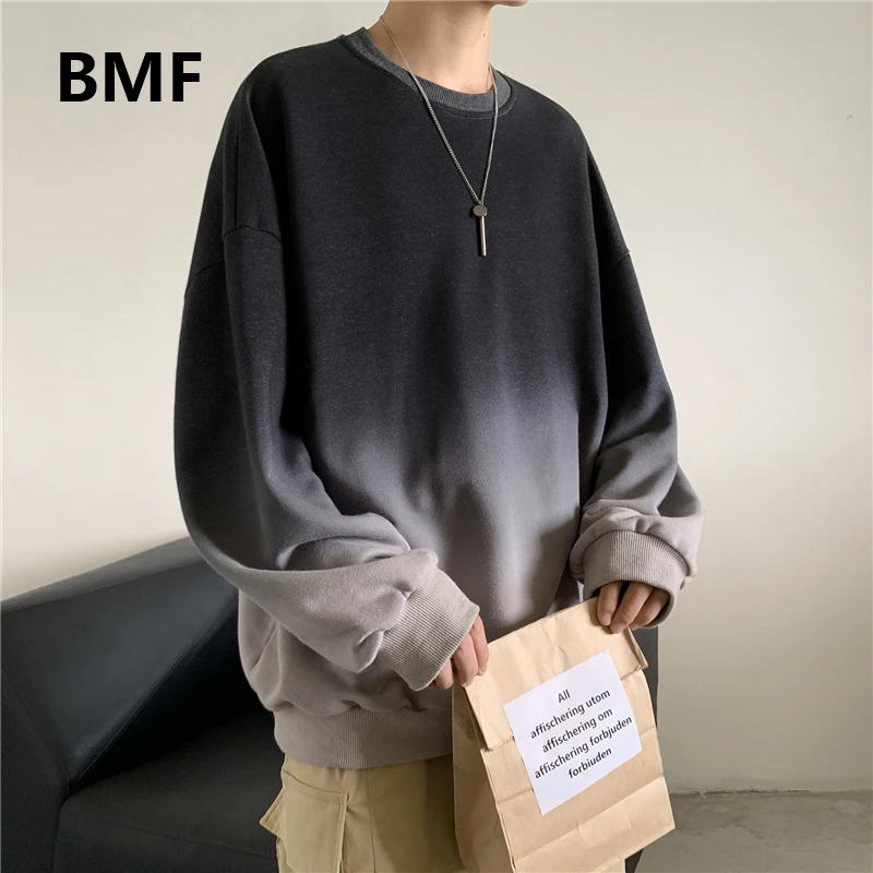 Mode Gradient Sweatshirt Kpop Tøj Ulzzang Løs Rund Hals Streetwear Og Hiphop-Toppe Par Tøj Koreansk Stil Frakke 3
