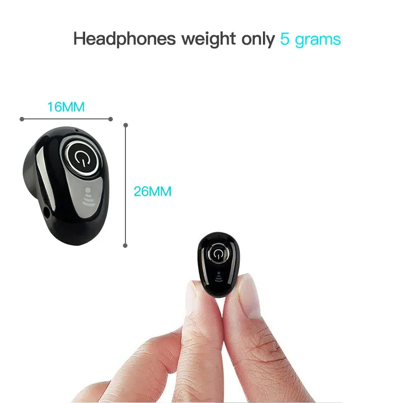 S650 Trådløse Hovedtelefoner In-Ear Usynlige Øretelefoner, Håndfri Stereo Headset med Mic for Huawei Mate 30 Mini Bluetooth Hovedtelefon 3