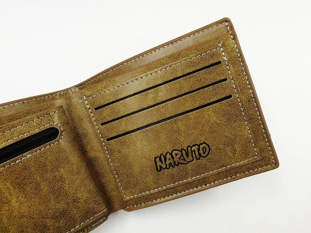 Anime Naruto Shippuden Konoha Tegnebog Coin Pocket Card Holder Khaki Læder Pung for Mænd 3