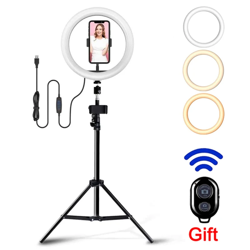 LED-Ringen Lyset Dæmpes Lyset Selfie Video Lys USB-Ring Lampe Med Stativ og Stå, Rim Lys til At Gøre For TikTok Youtube VK Live 3