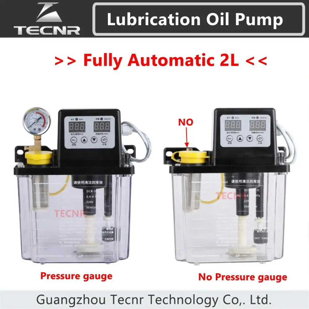 TECNR fuldautomatisk smøreolie pumpe 2L Liter med manometer 220V cnc elektromagnetisk smørepumpe 3