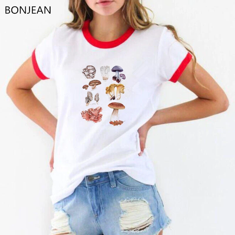 Sommeren 2019 Kvinder tshirt vintage t-shirt svampe design kawaii top tumblr tøj graphic tee shirt femme plus size toppe 3