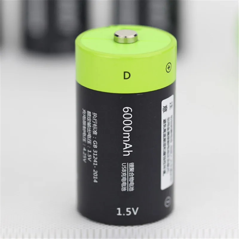 1stk/masse ZNTER 6000mAh 1,5 V genopladeligt batteri, størrelse D USB-lithium-polymer-batteri hurtig opladning via Mikro-USB-kabel 3