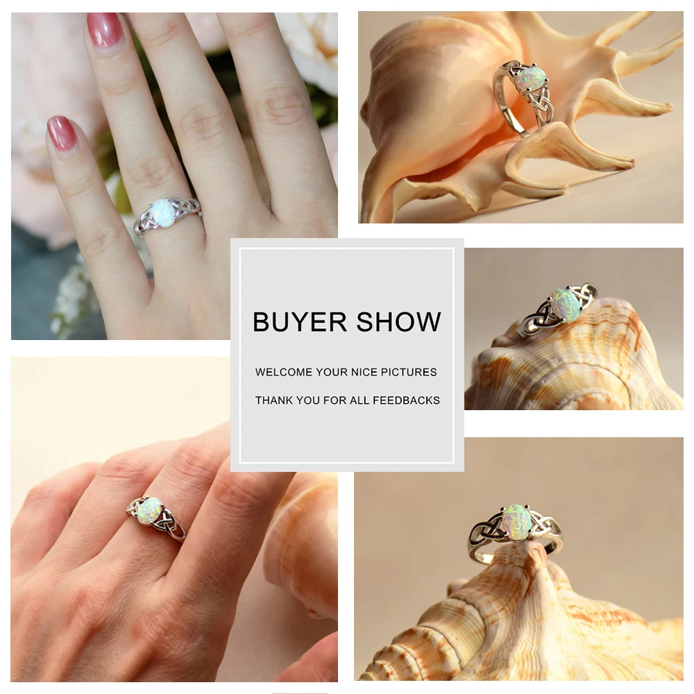 Elegant 925 Sterling Sølv Flettet Ring med Oval Hvid Pink Blå Opal Sten Bryllup forlovelsesringe for Kvinder (Lam Hub Fong) 3
