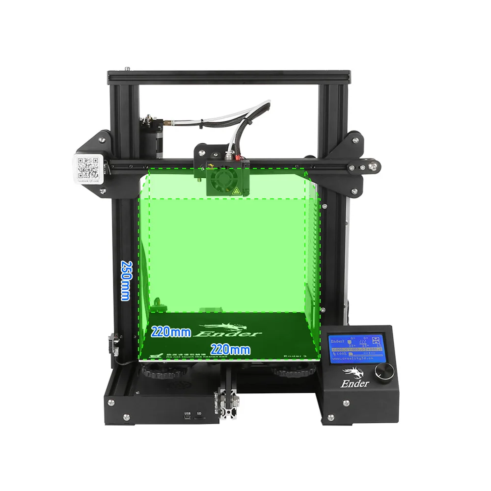 Creality 3D-Ender-3 3D Printer DIY Kit 3D Drucker Selv samle 220 * 220 * 250mm med Genoptage Udskrivning af Masker 3